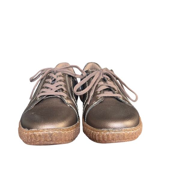Clarks Caroline Janna Bronze Metallic Leather Sneakers Size 7 Wide - Picture 2 of 11